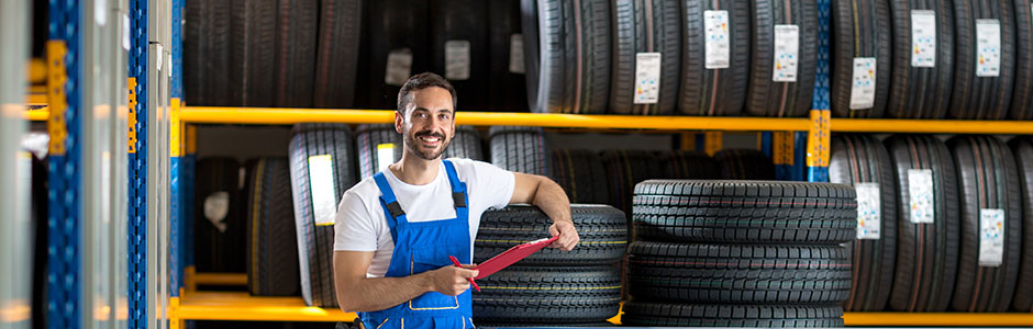 mechanic in tyre warehouse